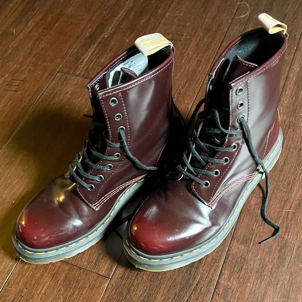 Dr. Martens Dark Cherry Red Vegan Boots - Picture 3 of 9